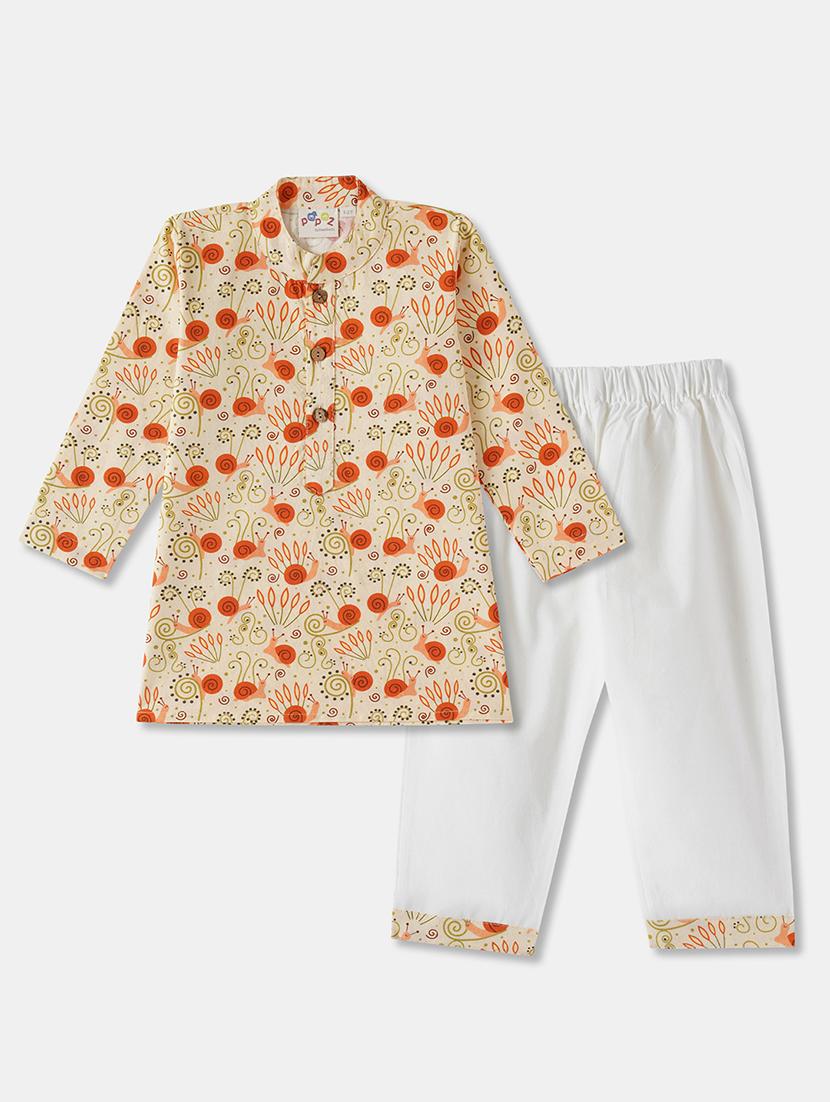 boys printed long sleeve kurta & pyjama set - 21962621 -  Standard Image - 1