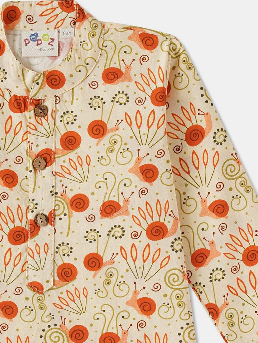 boys printed long sleeve kurta & pyjama set - 21962621 - Standard Image - 4