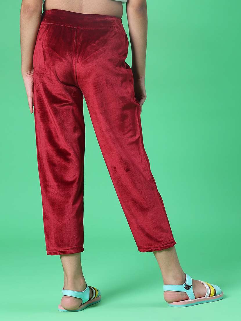 girls solid mid rise winterwear trouser - 21962659 -  Standard Image - 1