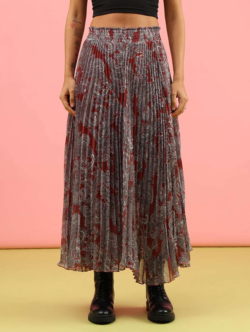 women printed mid rise flared skirt - 21962685 -  Standard Image - 1