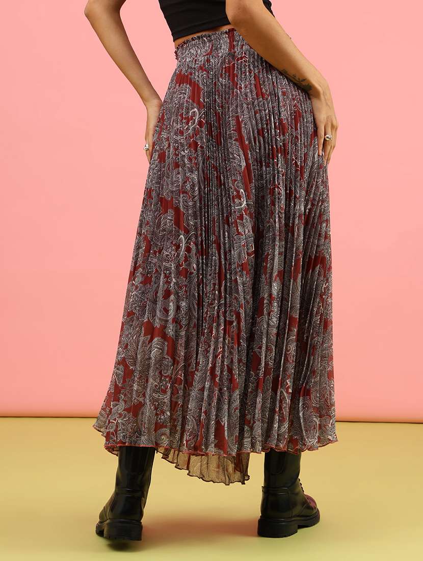 women printed mid rise flared skirt - 21962685 -  Standard Image - 4