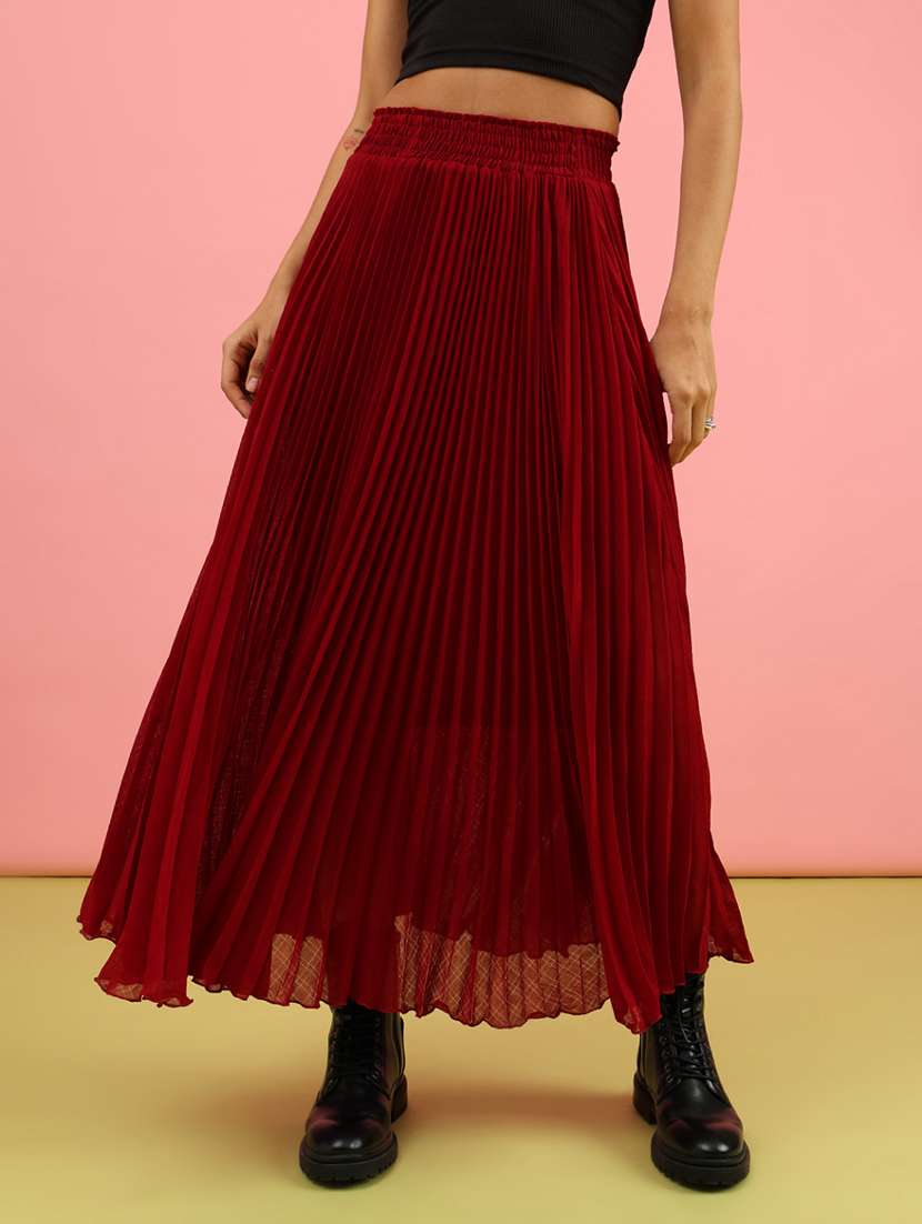 women solid mid rise flared skirt - 21962686 -  Standard Image - 1