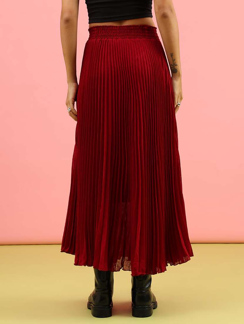 women solid mid rise flared skirt - 21962686 -  Standard Image - 4