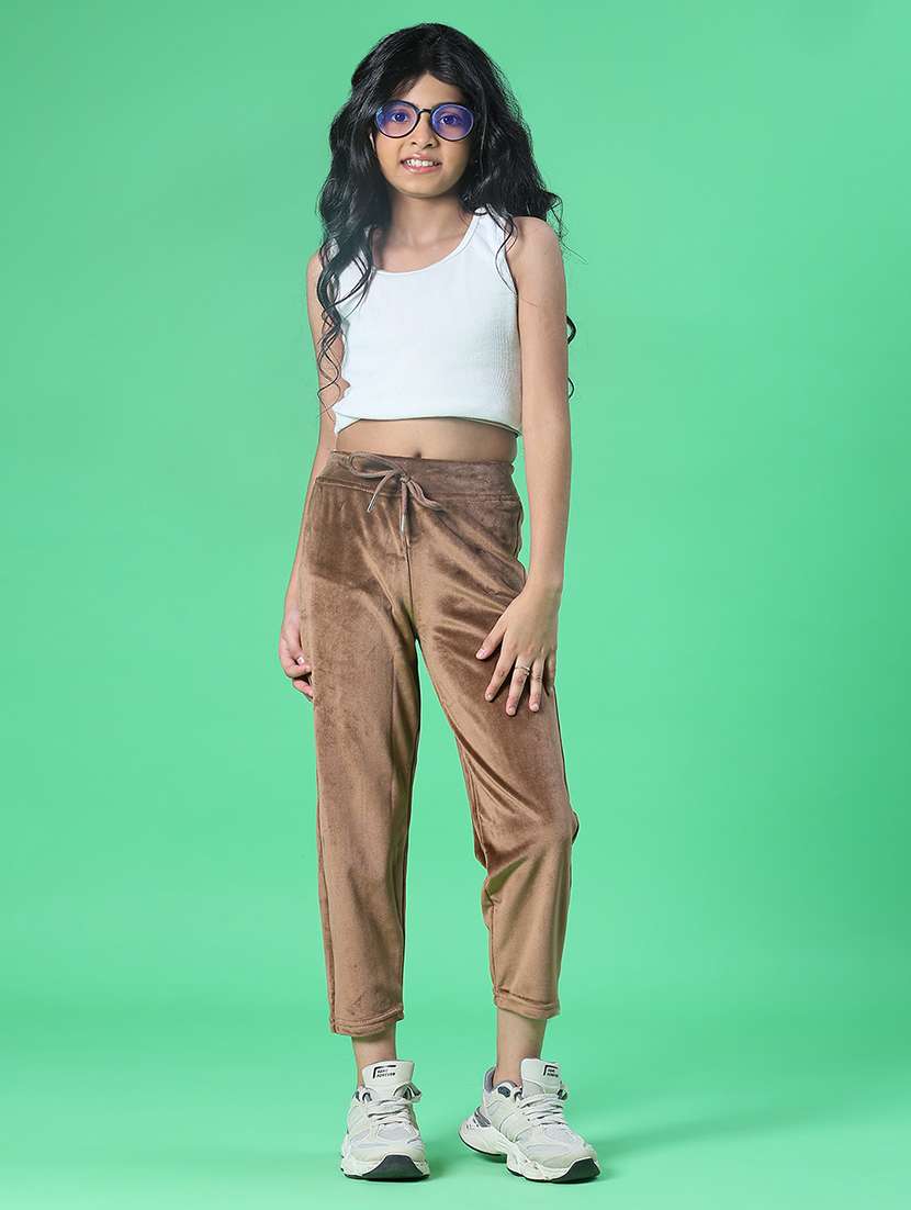 girls solid mid rise winterwear trouser - 21962704 -  Standard Image - 4