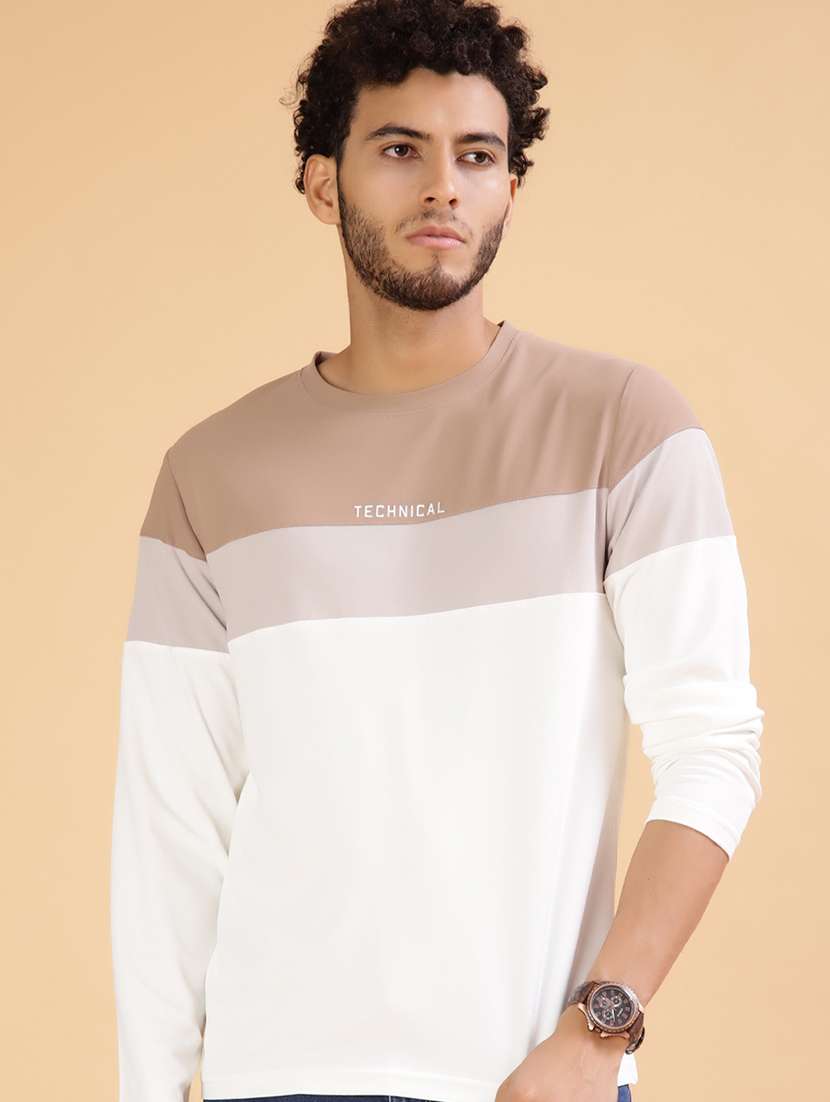 men color blocked long sleeve regular fit t-shirt