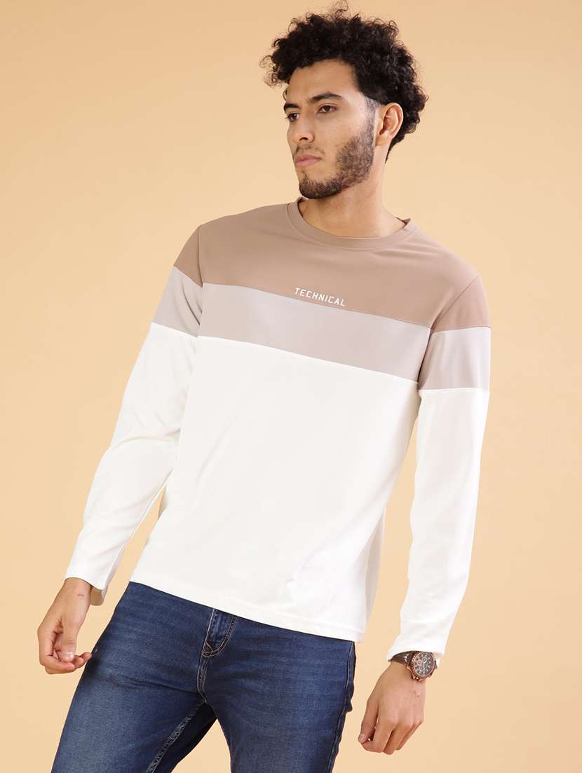 men color blocked long sleeve regular fit t-shirt - 21962708 -  Standard Image - 1