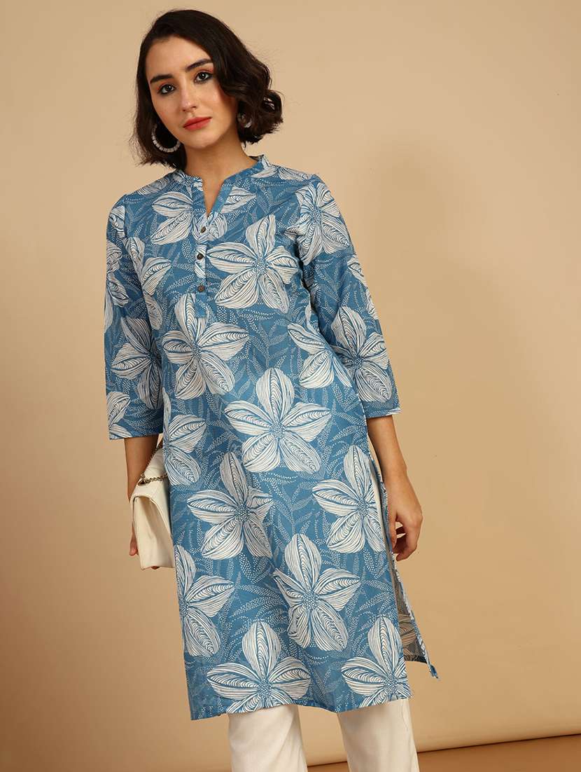 women three quarter sleeve straight kurta