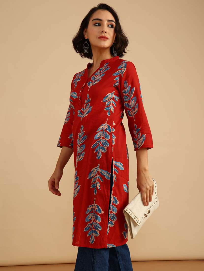 women three quarter sleeve straight kurta - 21962786 -  Standard Image - 4