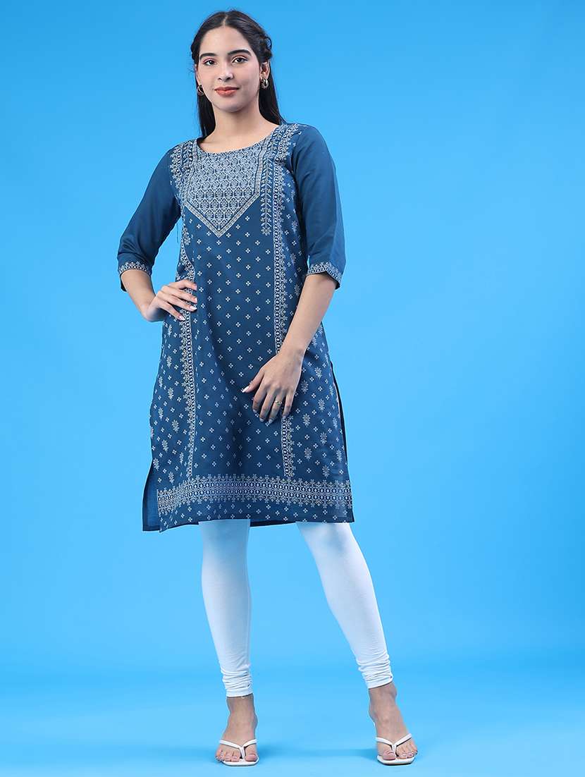 women printed round neck kurta legging set - 21962813 -  Standard Image - 1