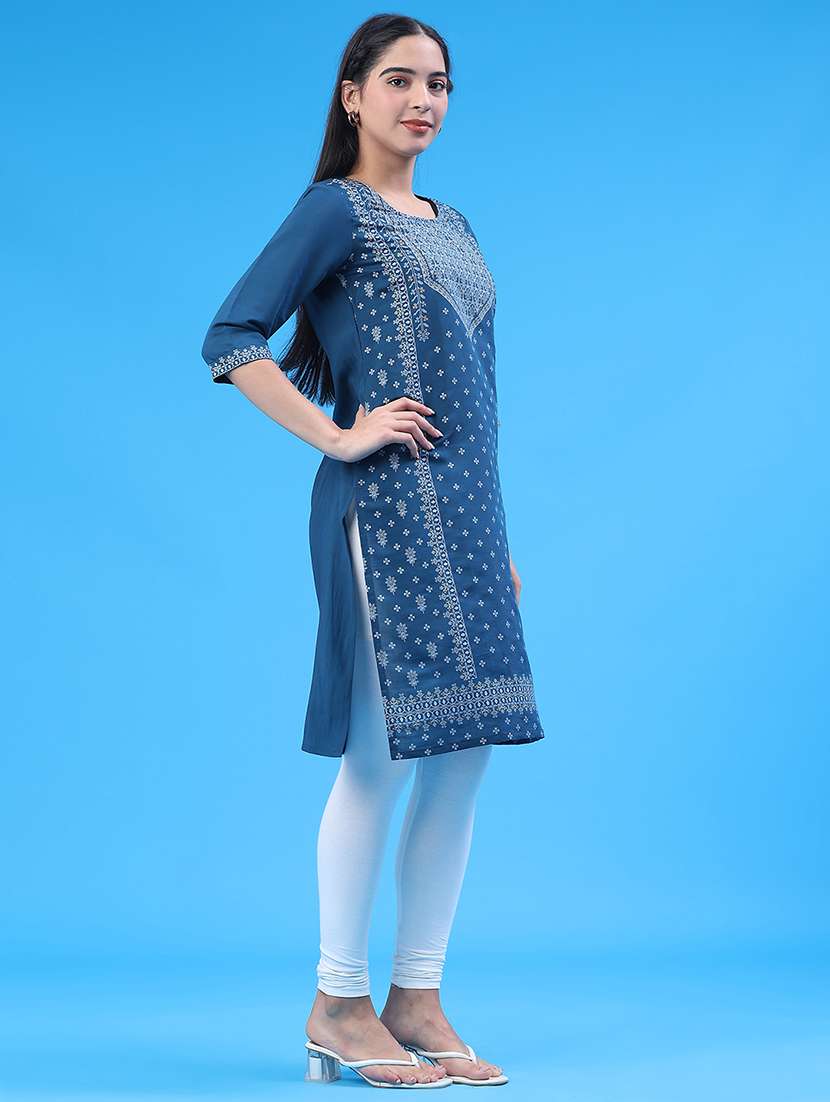 women printed round neck kurta legging set - 21962813 -  Standard Image - 4