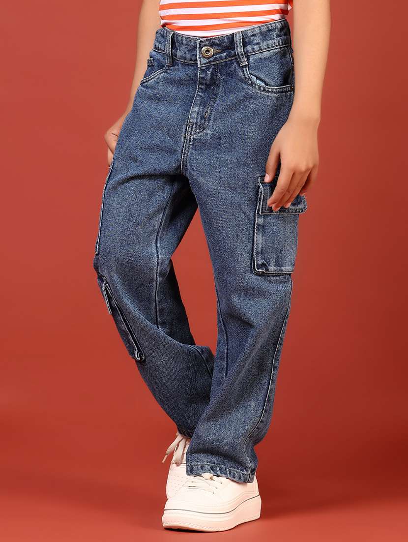 boys solid mid rise relaxed fit cargo - 21962884 -  Standard Image - 1