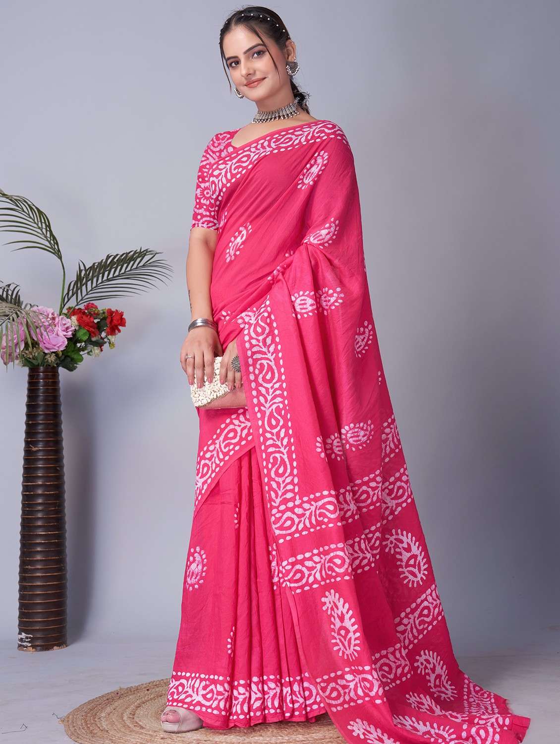 women batik printed saree with blouse