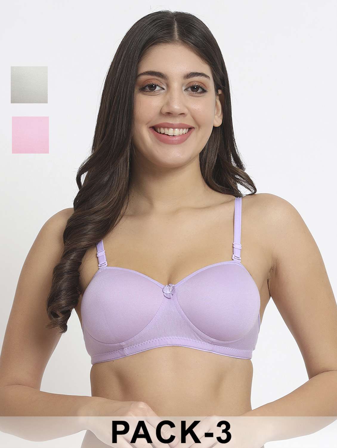 women pack of 3 solid t-shirt bra