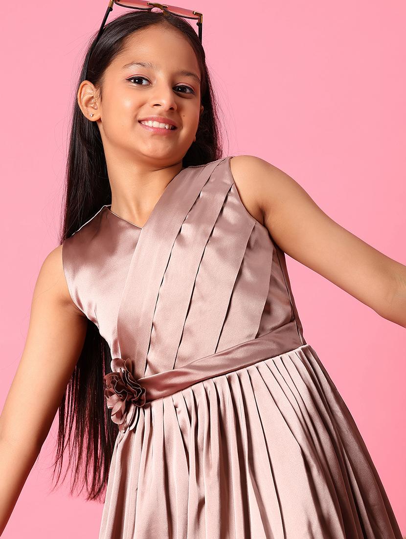 girls solid sleeveless fit and flared dress - 21962923 - Standard Image - 4