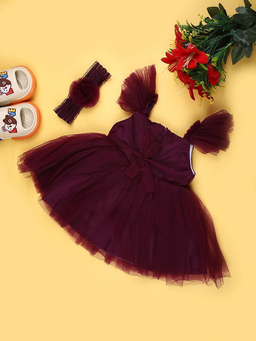 girls solid sleeveless frock with headband - 21962924 -  Standard Image - 1