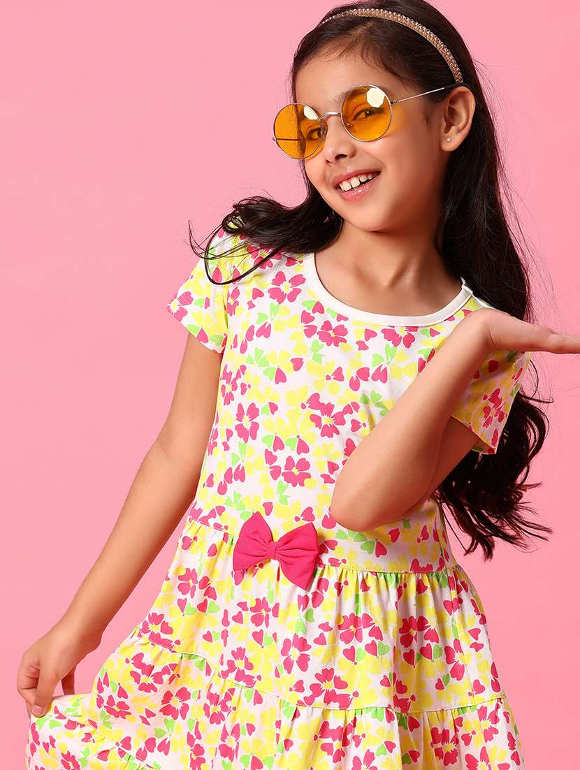 gilrs printed puff sleeve tiered dress - 21962925 -  Standard Image - 1