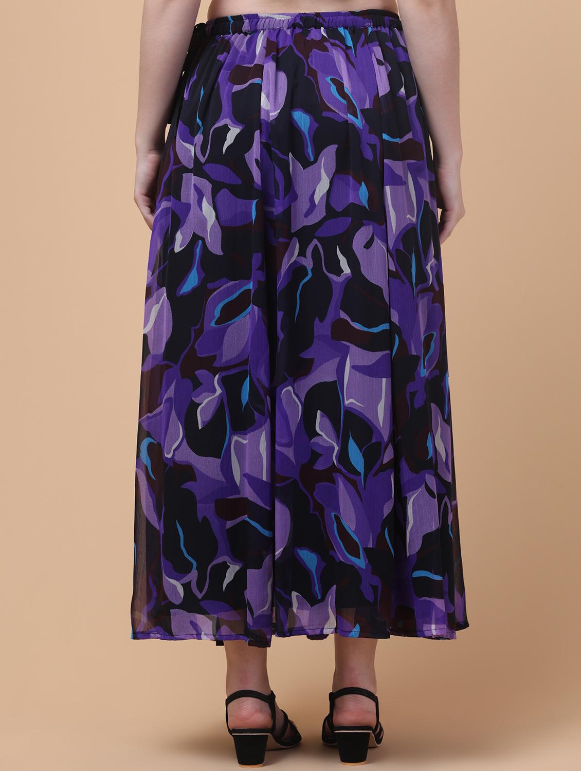 women printed mid rise flared maxi skirt - 21962948 - Standard Image - 1