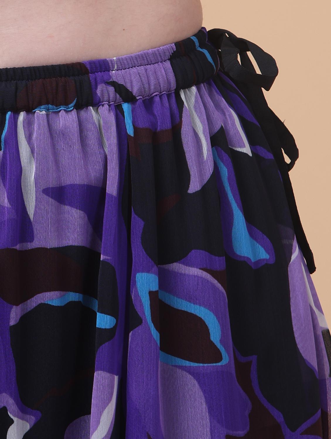 women printed mid rise flared maxi skirt - 21962948 - Standard Image - 4