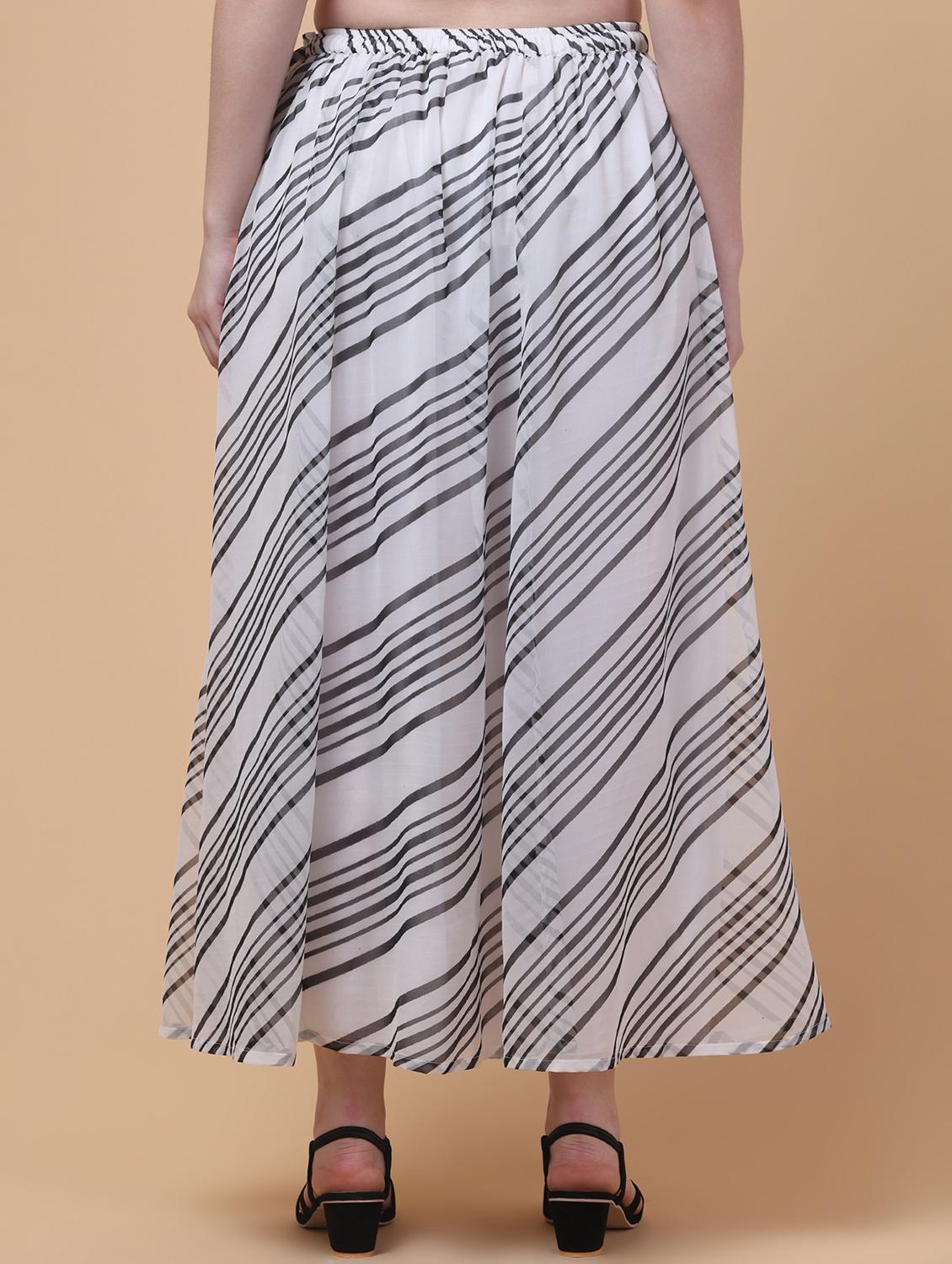hive91 flared white chiffon striped skirt - 21962953 -  Standard Image - 1