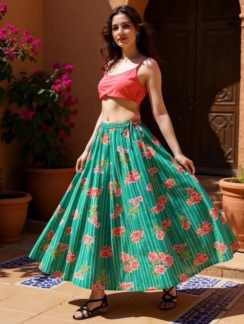 women floral print mid rise flared maxi skirt - 21962955 -  Standard Image - 0