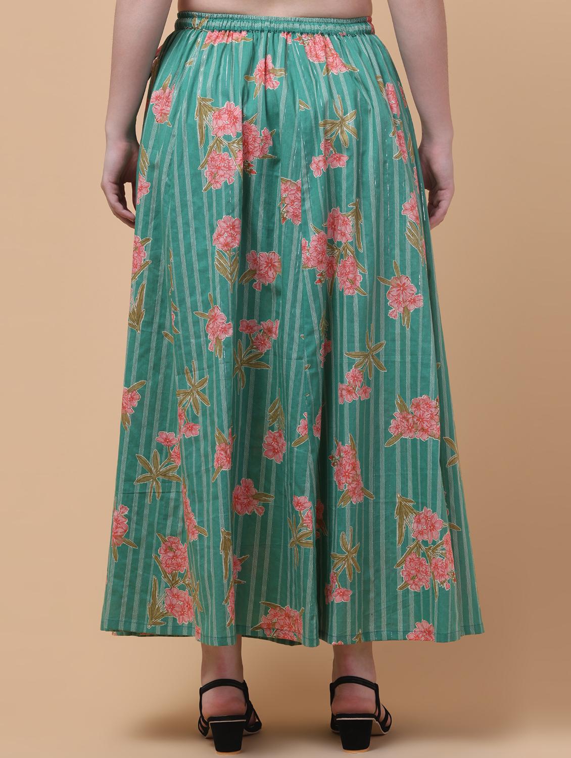 women floral print mid rise flared maxi skirt - 21962955 -  Standard Image - 1