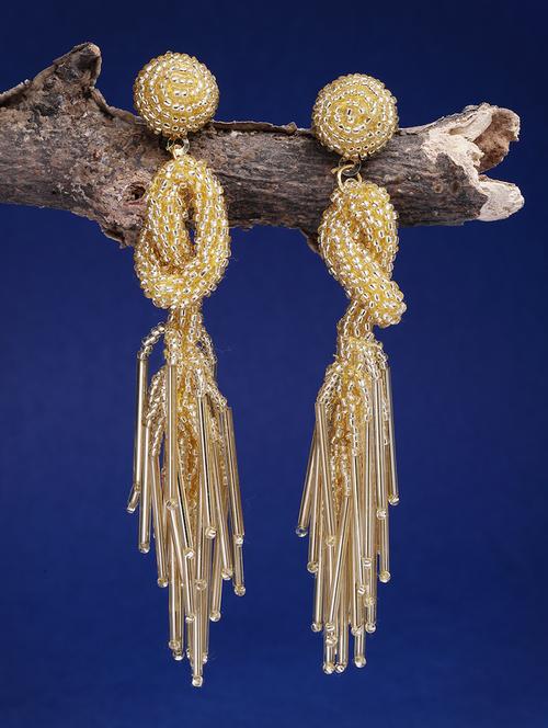 women golden drop earring - 21962960 - Standard Image - 0