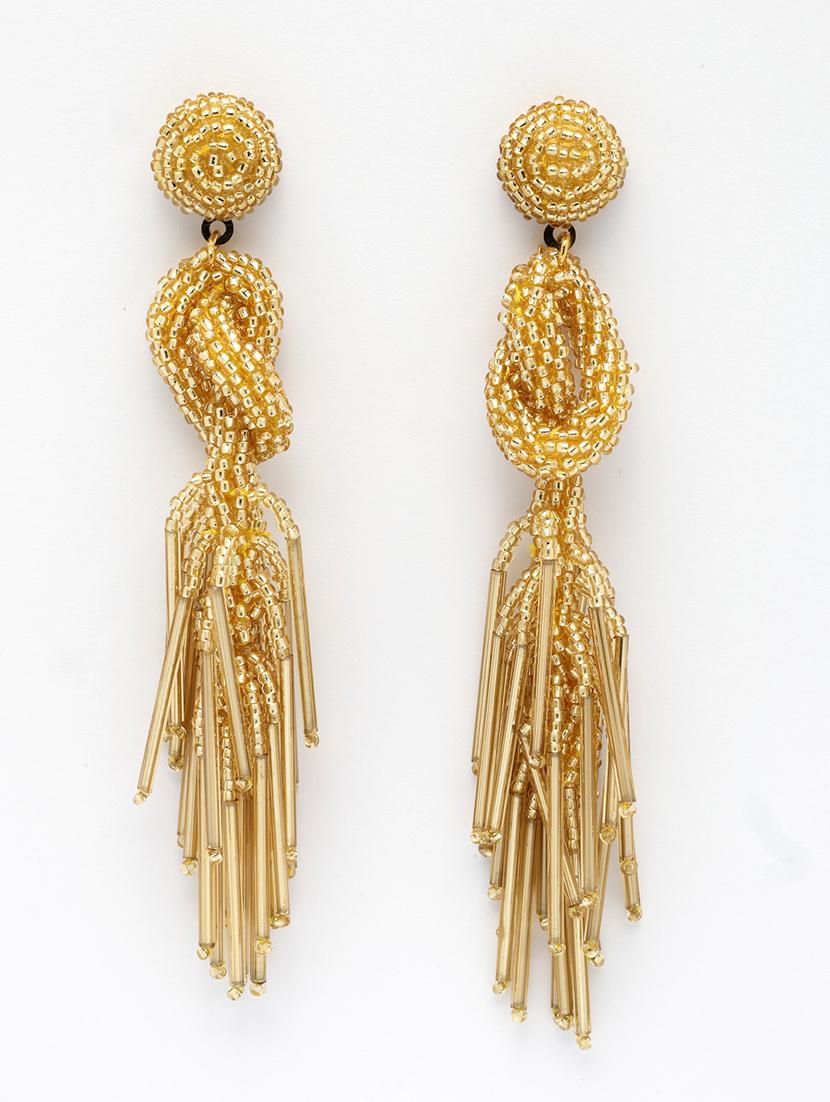 women golden drop earring - 21962960 - Standard Image - 1