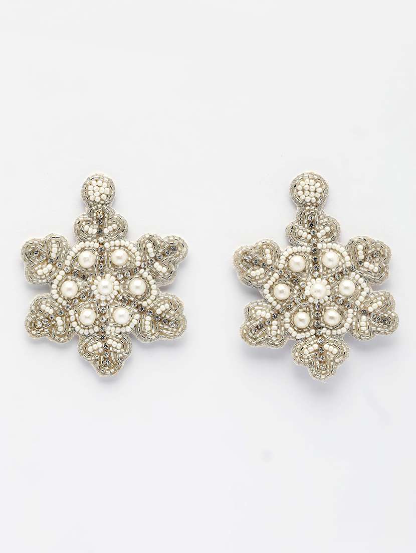 women silver embellished drop earring - 21962961 -  Standard Image - 1