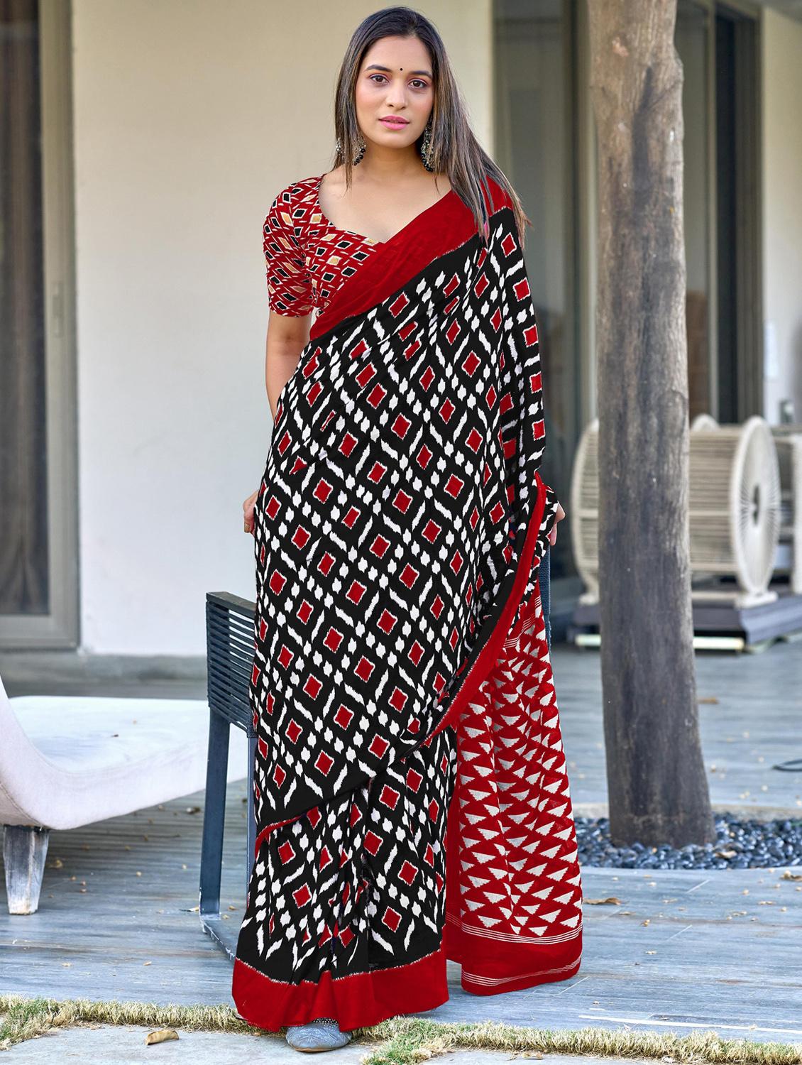 women printed casual wear saree with blouse - 21962982 -  Standard Image - 1
