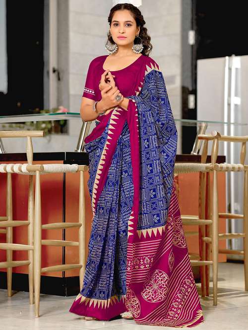 women printed casual wear saree with blouse - 21962991 - Standard Image - 0