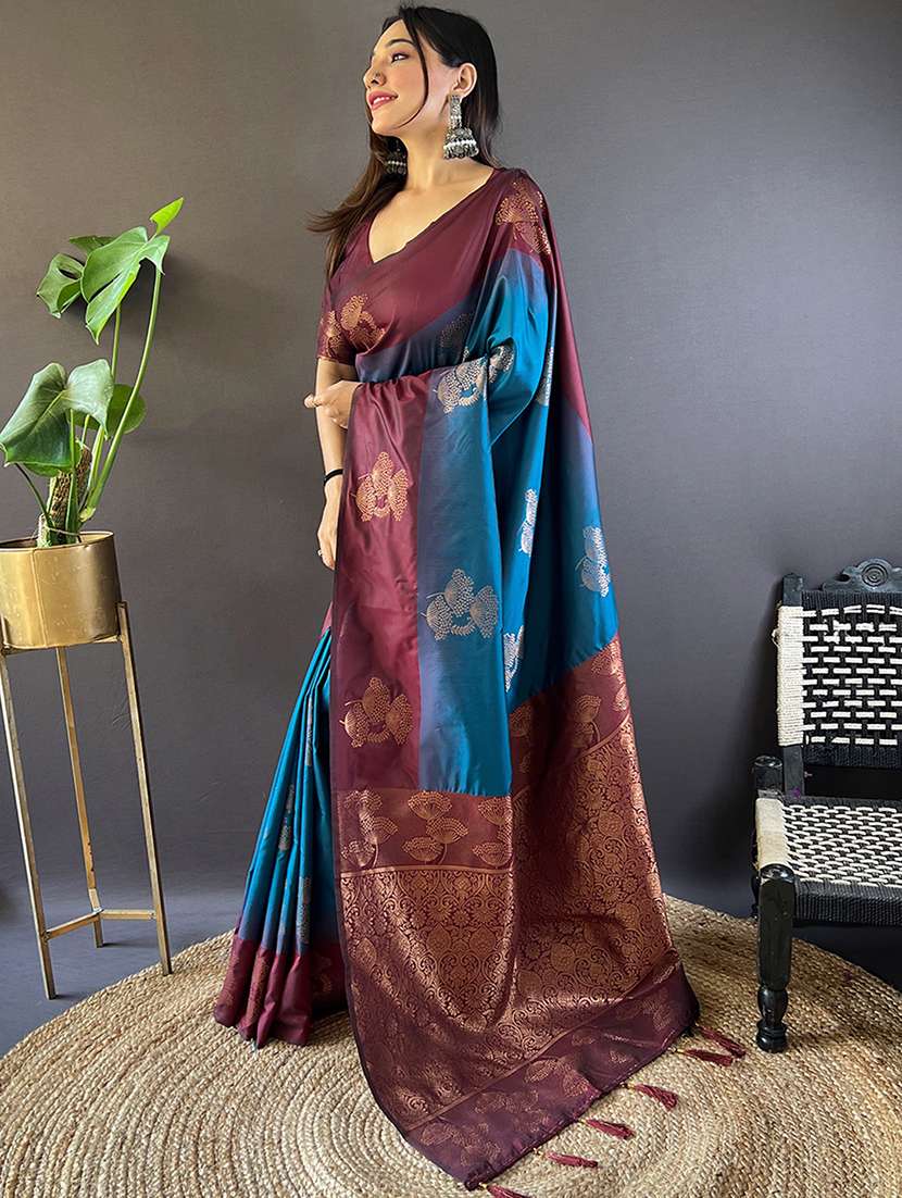women self design bordered saree with blouse - 21963012 -  Standard Image - 1