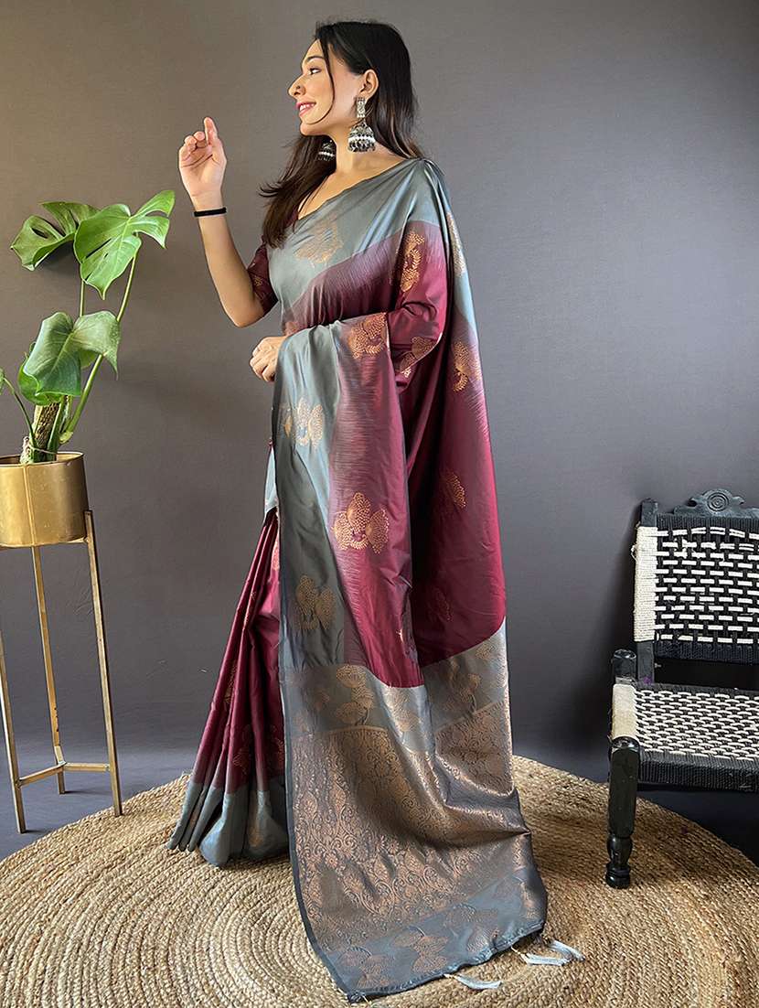 women self design bordered saree with blouse - 21963013 -  Standard Image - 1