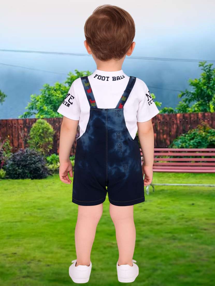 boys printed t-shirt and denim dungree - 21963020 -  Standard Image - 1