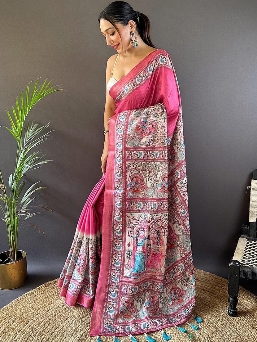 women madhubani printed saree with blouse - 21963027 - Standard Image - 1