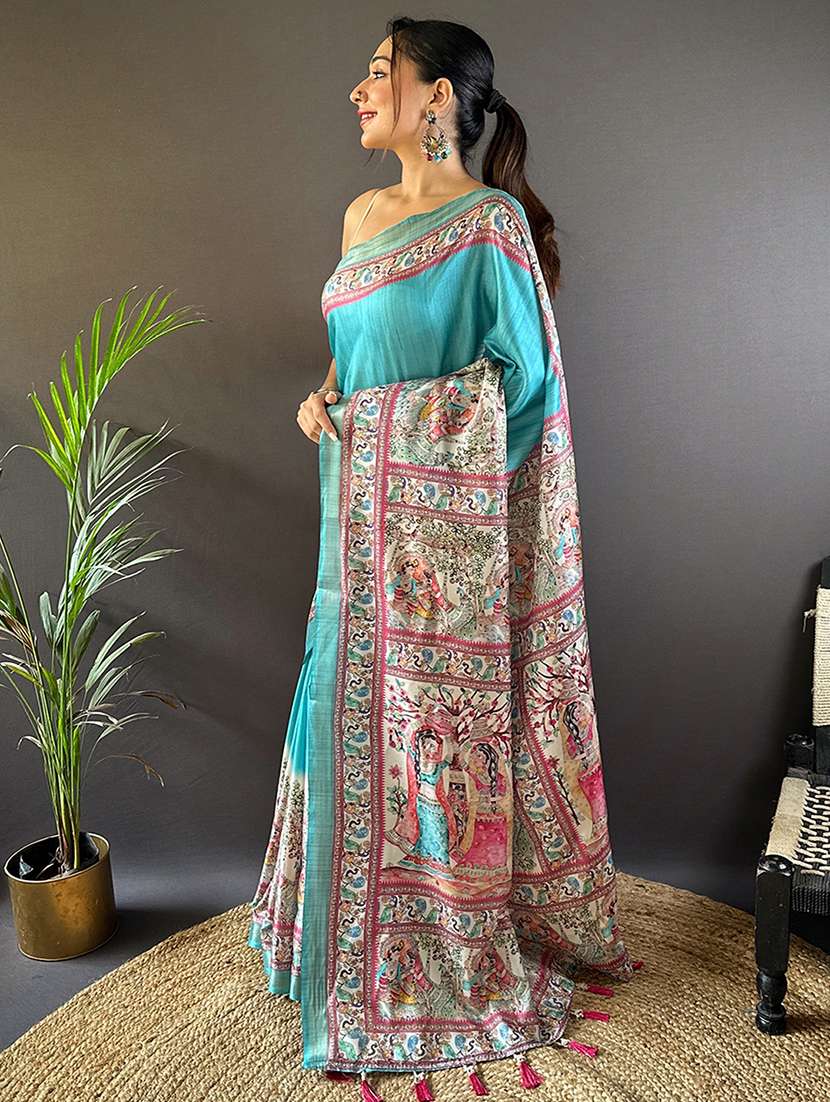 women madhubani printed saree with blouse - 21963031 -  Standard Image - 1