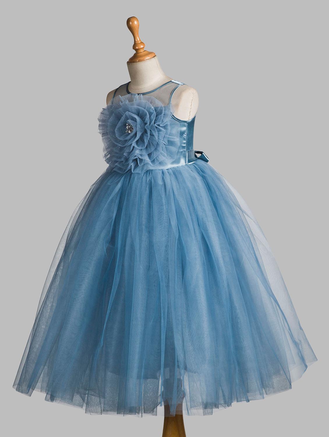 girls self designed sleeveless fit & flare dress - 21963195 - Standard Image - 1