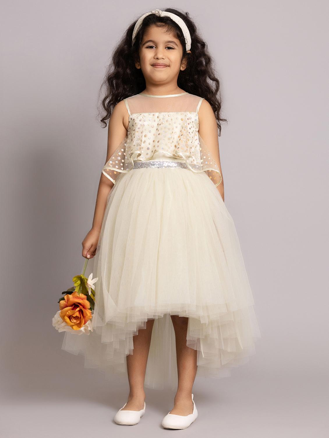 girls self designed sleeveless high low dress - 21963201 - Standard Image - 1