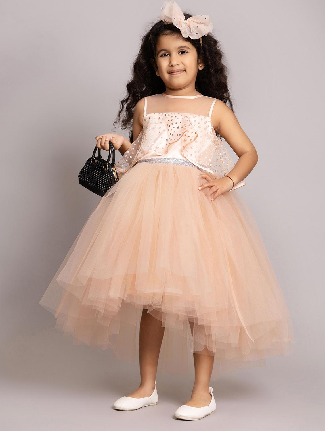 girls self designed sleeveless high low dress - 21963202 - Standard Image - 1