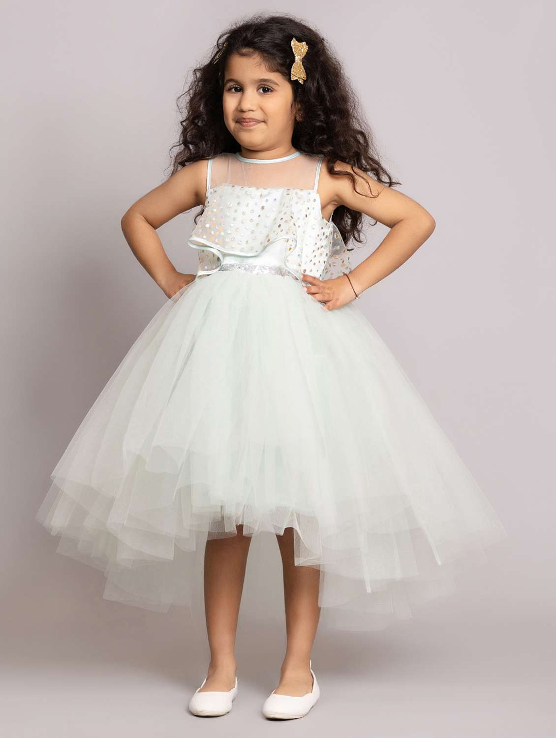 girls self designed sleeveless high low dress - 21963204 -  Standard Image - 1