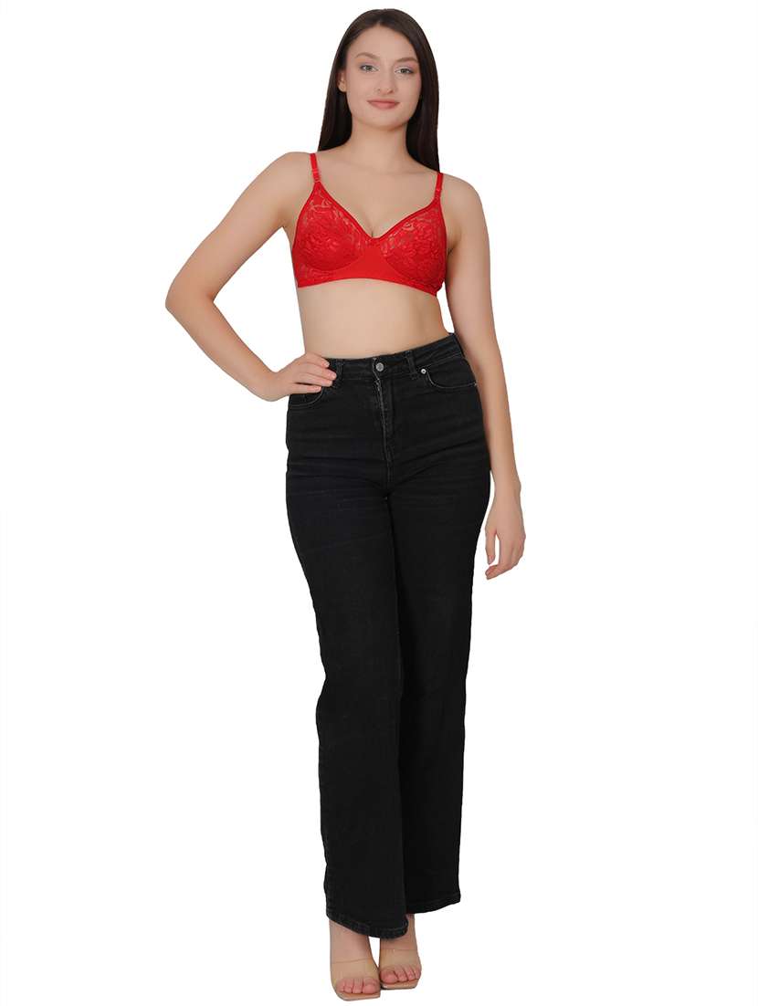 women solid lace detailed t-shirt bra - 21963222 - Standard Image - 4