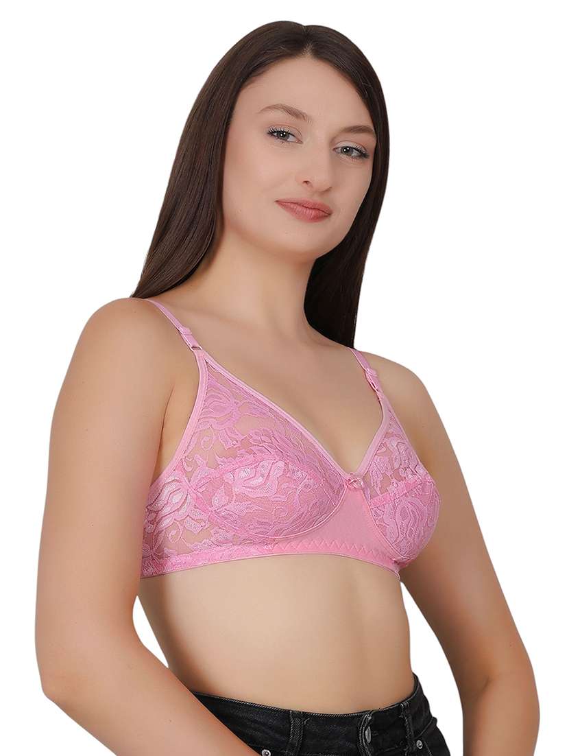 women solid lace detailed t-shirt bra - 21963224 - Standard Image - 1