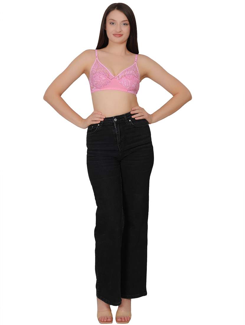 women solid lace detailed t-shirt bra - 21963224 - Standard Image - 4