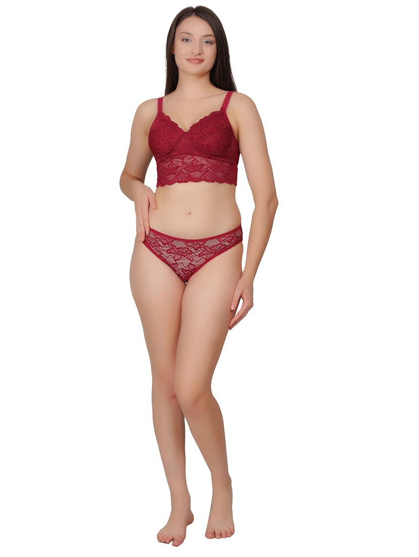 women red lace bralette and panty set - 21963248 - Standard Image - 4