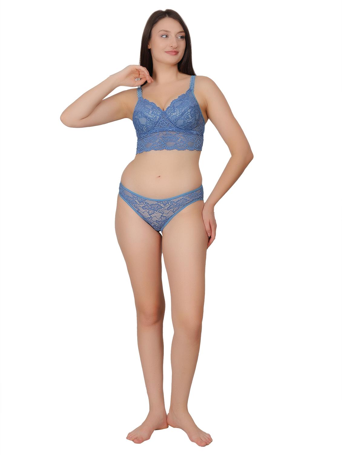 women light blue lace bralette and panty set - 21963249 - Standard Image - 4