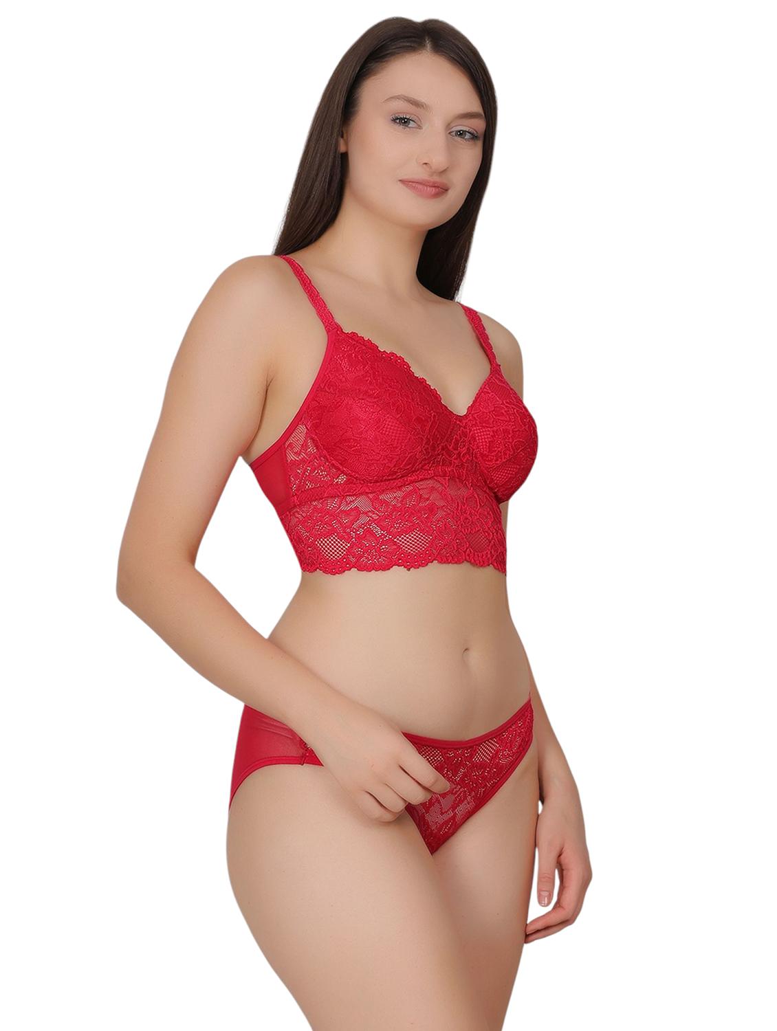 women red lace bralette and panty set - 21963250 - Standard Image - 1