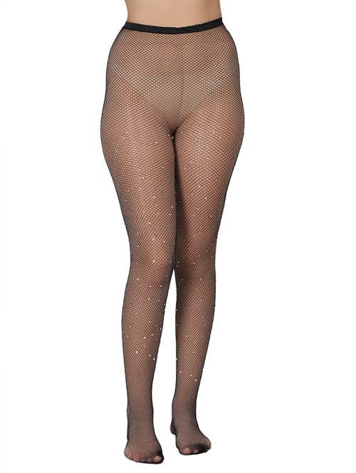 women black solid nylon stocking