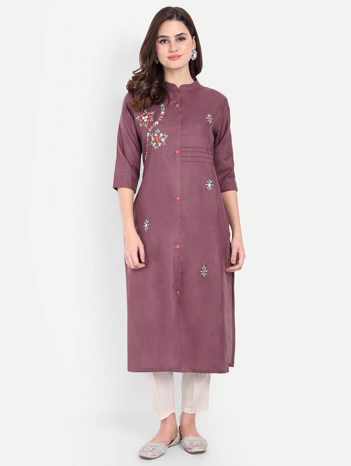 women three quarter sleeve straight kurta - 21963283 - Standard Image - 1