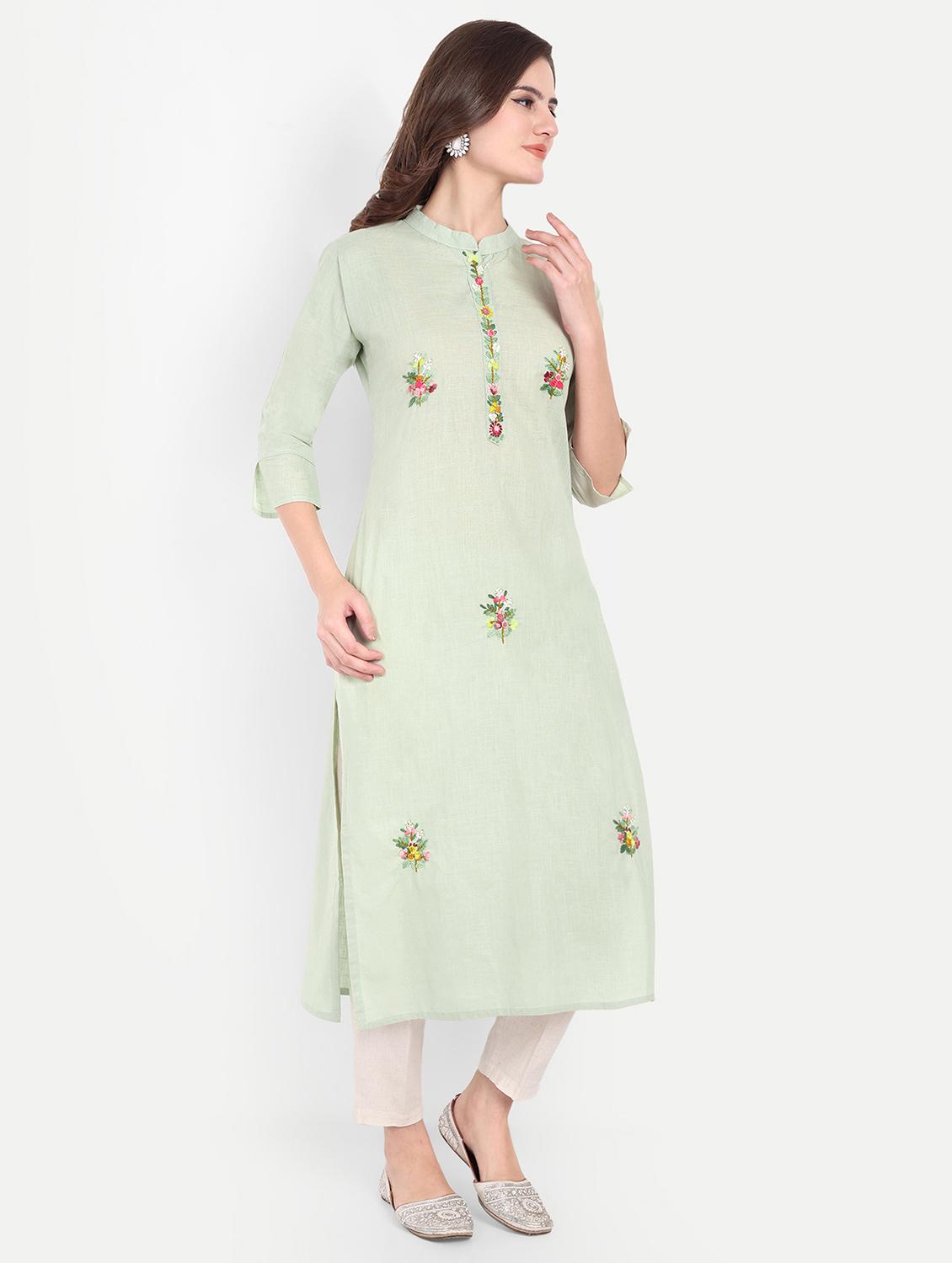 women three quarter sleeve straight kurta - 21963284 - Standard Image - 1