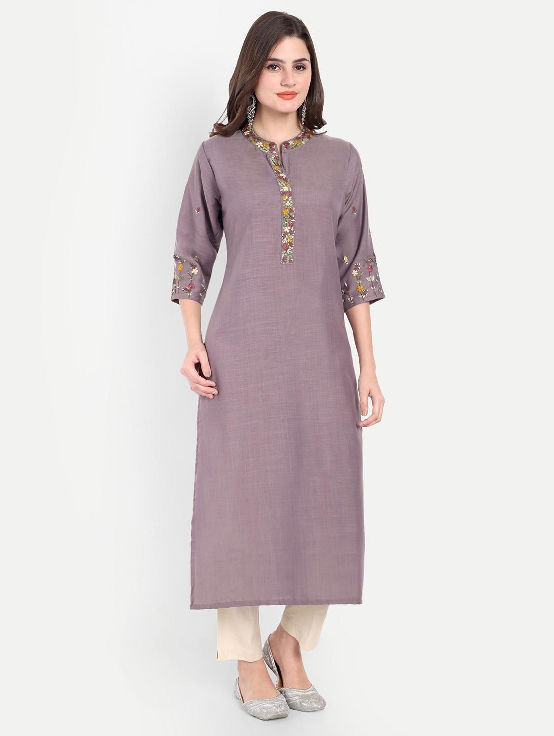 women three quarter sleeve straight kurta - 21963287 -  Standard Image - 1