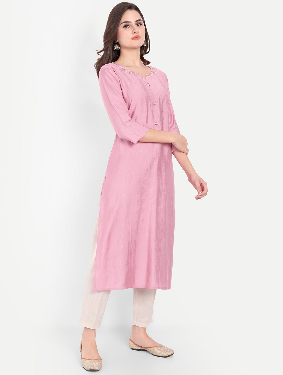 women three quarter sleeve straight kurta - 21963290 -  Standard Image - 1